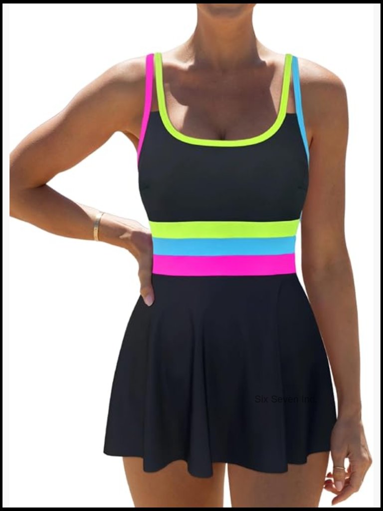 One Piece Swimsuit With Skirt Tummy Control Full Coverage Sleeveless